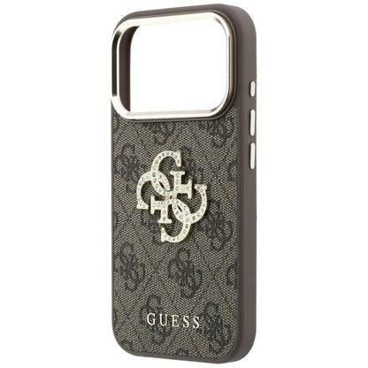 Funda para Apple iPhone 18 Pro / 17 Pro, Guess, 4G Big Strass Logo, Marrón