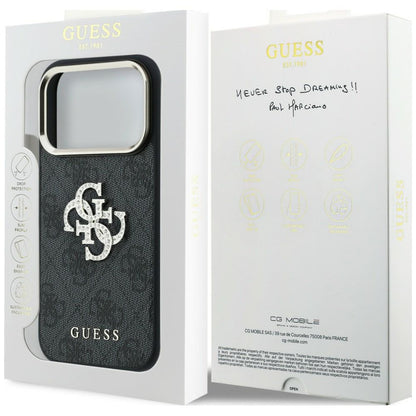 Funda para Apple iPhone 18 Pro / 17 Pro, Guess, 4G Big Strass Logo, Marrón