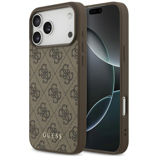 Funda para Apple iPhone 18 Pro / 17 Pro, Guess, Logo Clásico 4G, Marrón