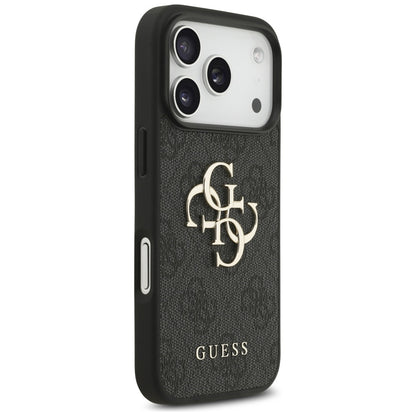Funda para Apple iPhone 18 Pro / 17 Pro, Guess, 4G Classic Logo con Correa, Negra