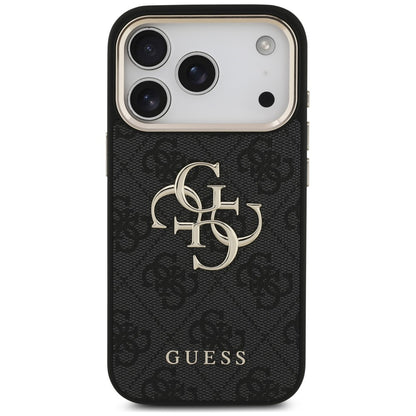 Funda para Apple iPhone 18 Pro / 17 Pro, Guess, Logo Clásico 4G con Correa, Negra Dorada