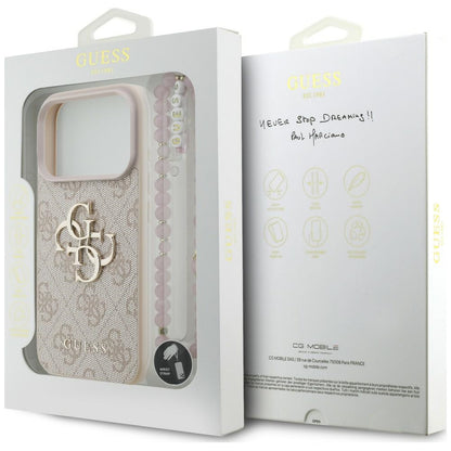 Funda para Apple iPhone 18 Pro / 17 Pro, Guess, 4G Classic Logo con Correa, Rosa