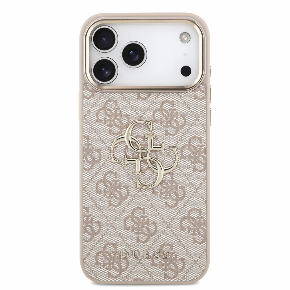 Funda para Apple iPhone 18 Pro / 17 Pro, Guess, 4G Classic Logo with Strap, rosa dorado