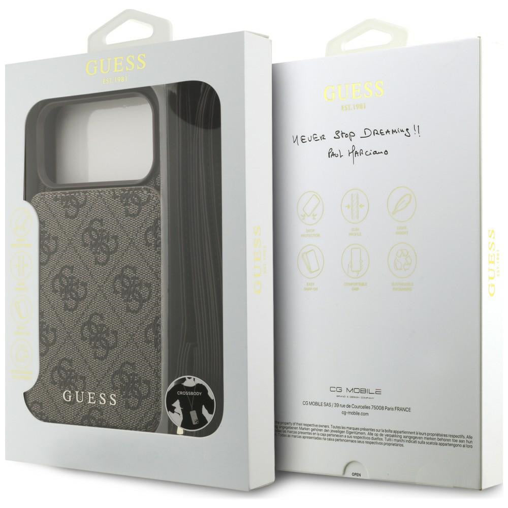 Case for Apple iPhone 18 Pro / 17 Pro, Guess, 4G Crossbody Cardslot, Brown