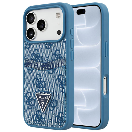 Funda para Apple iPhone 18 Pro / 17 Pro, Guess, 4G Double Card Triangle, azul