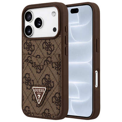 Funda para Apple iPhone 18 Pro / 17 Pro, Guess, 4G Double Card Triangle, marrón