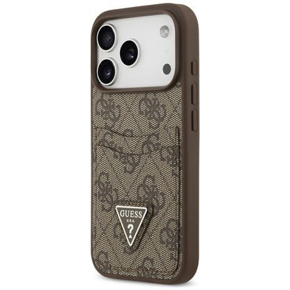 Funda para Apple iPhone 18 Pro / 17 Pro, Guess, 4G Double Card Triangle, marrón