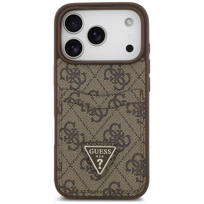 Funda para Apple iPhone 18 Pro / 17 Pro, Guess, 4G Double Card Triangle, marrón