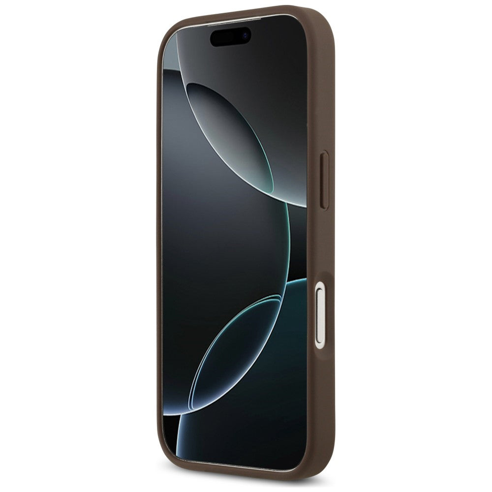Funda para Apple iPhone 18 Pro / 17 Pro, Guess, 4G Double Card Triangle, marrón