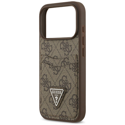 Funda para Apple iPhone 18 Pro / 17 Pro, Guess, 4G Double Card Triangle, marrón