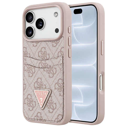 Funda para Apple iPhone 18 Pro / 17 Pro, Guess, 4G Double Card Triangle, rosa