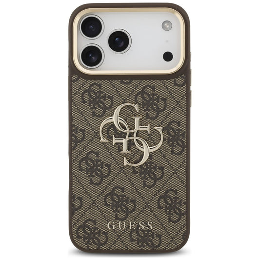 Funda para Apple iPhone 18 Pro / 17 Pro, Guess, Big 4G Classic Logo & Big Strap Metal Buttons, marrón