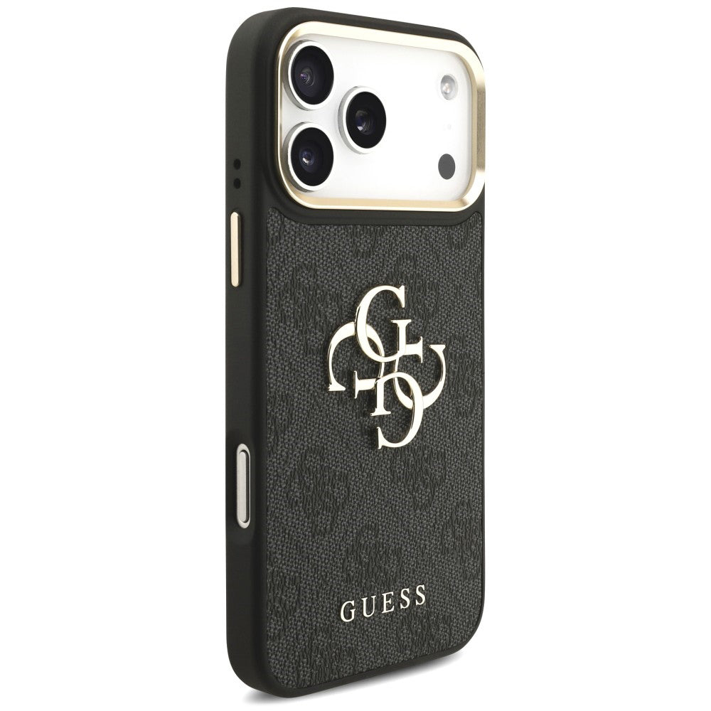 Case for Apple iPhone 18 Pro / 17 Pro, Guess, Big 4G Classic Logo & Big Strap Metal Buttons, Black