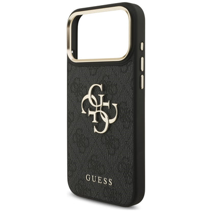 Case for Apple iPhone 18 Pro / 17 Pro, Guess, Big 4G Classic Logo & Big Strap Metal Buttons, Black