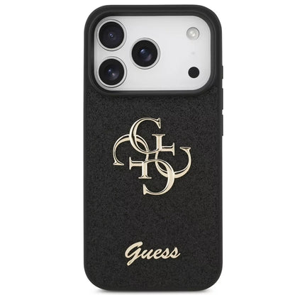 Funda para Apple iPhone 18 Pro / 17 Pro, Guess, Fixed Glitter Big 4G, Negra