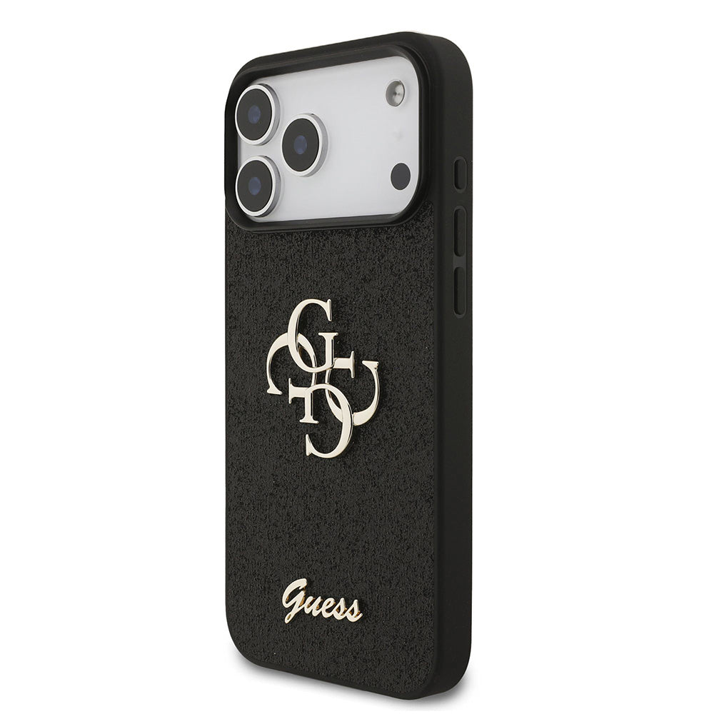 Funda para Apple iPhone 18 Pro / 17 Pro, Guess, Fixed Glitter Big 4G, Negra