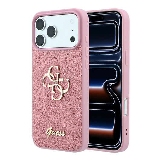 Funda para Apple iPhone 18 Pro / 17 Pro, Guess, Fixed Glitter Big 4G, Rosa