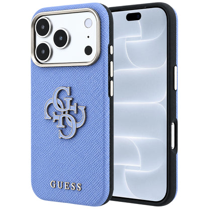 Funda para Apple iPhone 18 Pro / 17 Pro, Guess, Logo Grande de Resina Granulada, Azul