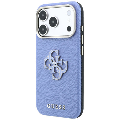 Funda para Apple iPhone 18 Pro / 17 Pro, Guess, Logo Grande de Resina Granulada, Azul