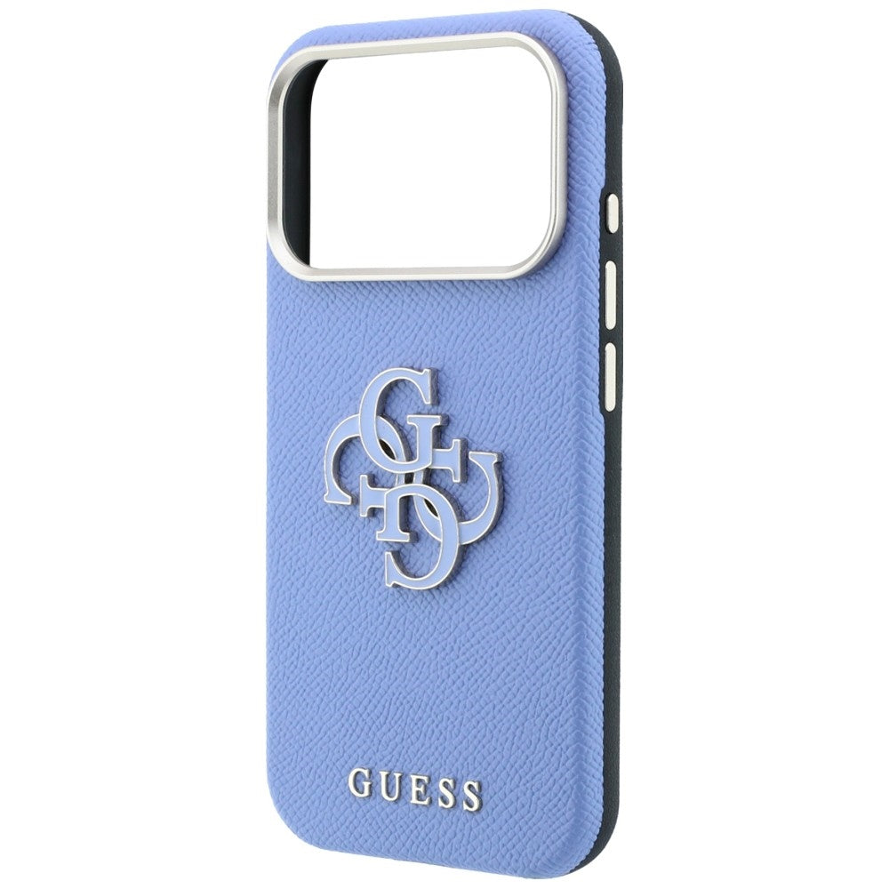Funda para Apple iPhone 18 Pro / 17 Pro, Guess, Logo Grande de Resina Granulada, Azul