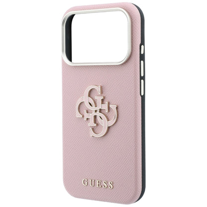 Funda para Apple iPhone 18 Pro / 17 Pro, Guess, Logo Grande de Resina Granulada, Rosa