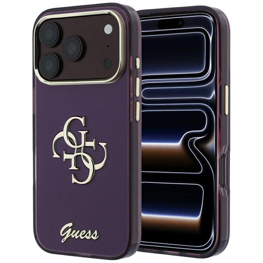 Funda para Apple iPhone 18 Pro / 17 Pro, Guess, IML 4G Metal Script, Burdeos