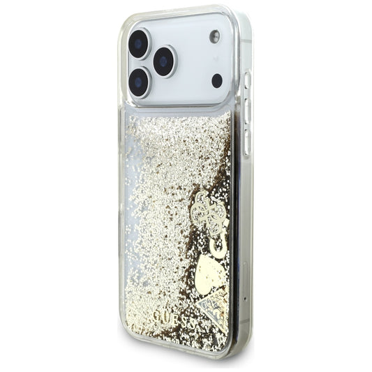 Funda para Apple iPhone 18 Pro / 17 Pro, Guess, Liquid Glitter Charms, dorada