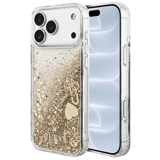 Funda para Apple iPhone 18 Pro / 17 Pro, Guess, Liquid Glitter Charms, dorada