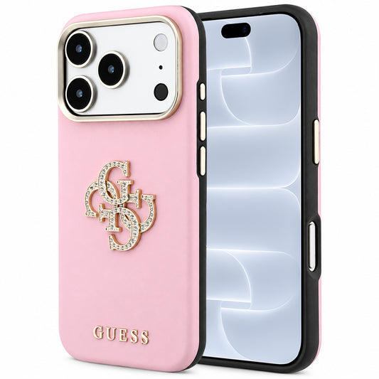 Funda para Apple iPhone 18 Pro / 17 Pro, Guess, Smooth Big Strass Logo, rosa