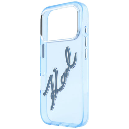 Funda para Apple iPhone 18 Pro / 17 Pro, Karl Lagerfeld, IML Gran Logo de Resina con Marco Metálico, Azul