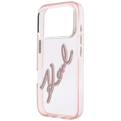 Funda para Apple iPhone 18 Pro / 17 Pro, Karl Lagerfeld, IML Gran Logo de Resina con Marco Metálico, Rosa