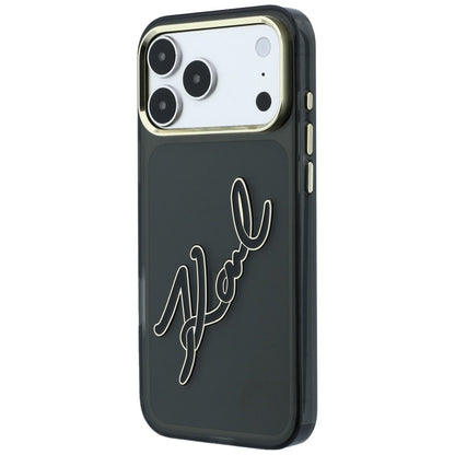 Funda para Apple iPhone 18 Pro / 17 Pro, Karl Lagerfeld, IML Gran Logo de Resina y Marco Metálico, Negra