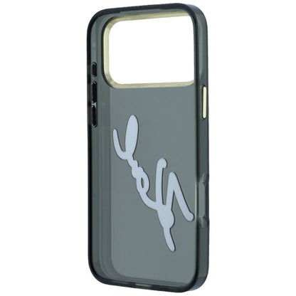 Funda para Apple iPhone 18 Pro / 17 Pro, Karl Lagerfeld, IML Gran Logo de Resina y Marco Metálico, Negra