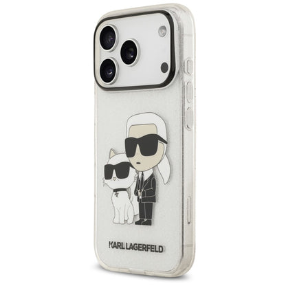 Funda para Apple iPhone 18 Pro / 17 Pro, Karl Lagerfeld, IML Glitter Karl and Choupette NFT, Transparente