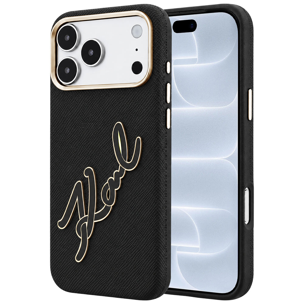 Funda para Apple iPhone 18 Pro / 17 Pro, Karl Lagerfeld, Logo de Resina Grande Suave, Negra
