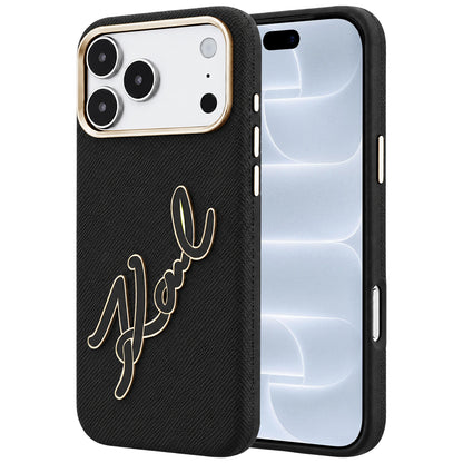 Funda para Apple iPhone 18 Pro / 17 Pro, Karl Lagerfeld, Logo de Resina Grande Suave, Negra