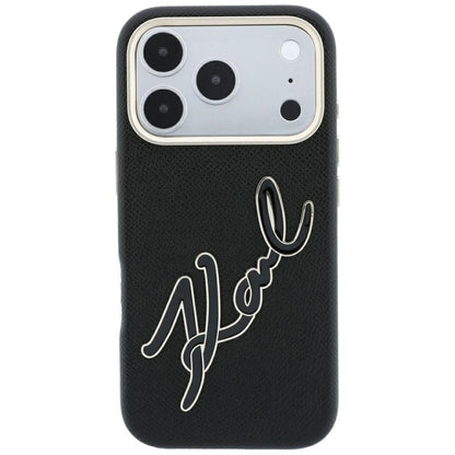 Funda para Apple iPhone 18 Pro / 17 Pro, Karl Lagerfeld, Logo de Resina Grande Suave, Negra