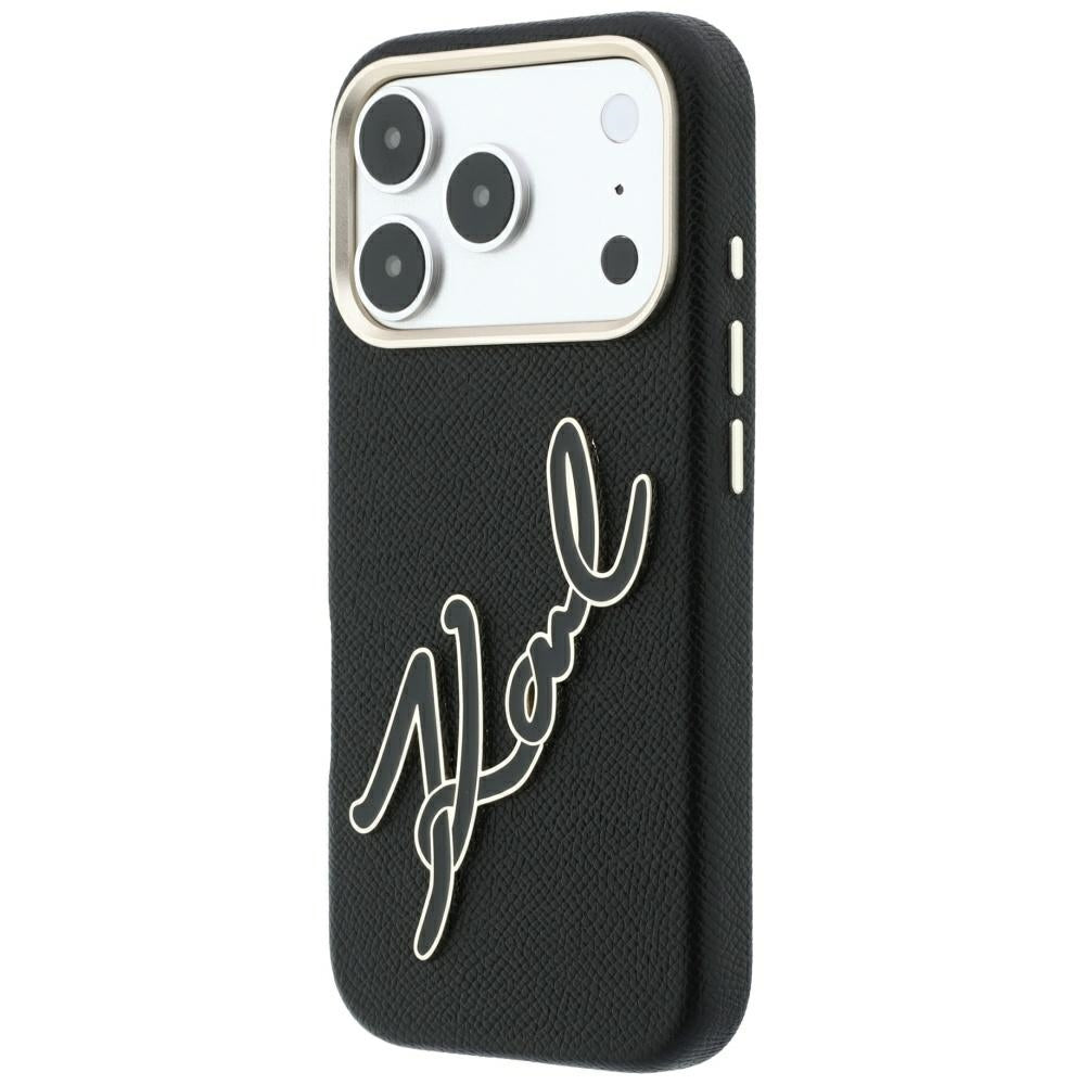Funda para Apple iPhone 18 Pro / 17 Pro, Karl Lagerfeld, Logo de Resina Grande Suave, Negra
