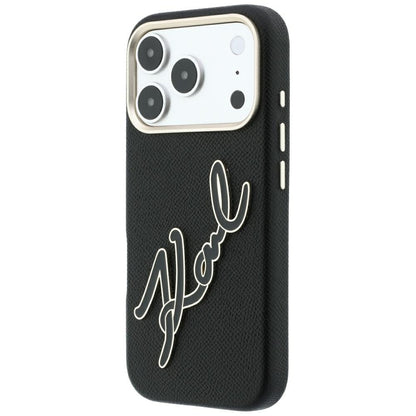 Funda para Apple iPhone 18 Pro / 17 Pro, Karl Lagerfeld, Logo de Resina Grande Suave, Negra