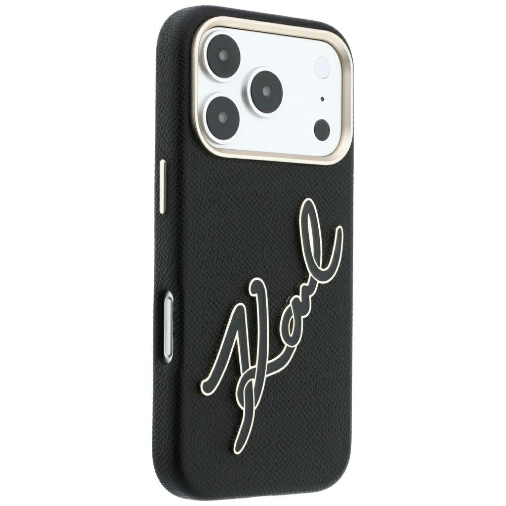 Funda para Apple iPhone 18 Pro / 17 Pro, Karl Lagerfeld, Logo de Resina Grande Suave, Negra