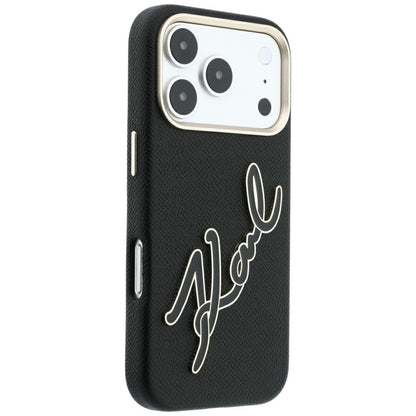 Funda para Apple iPhone 18 Pro / 17 Pro, Karl Lagerfeld, Logo de Resina Grande Suave, Negra