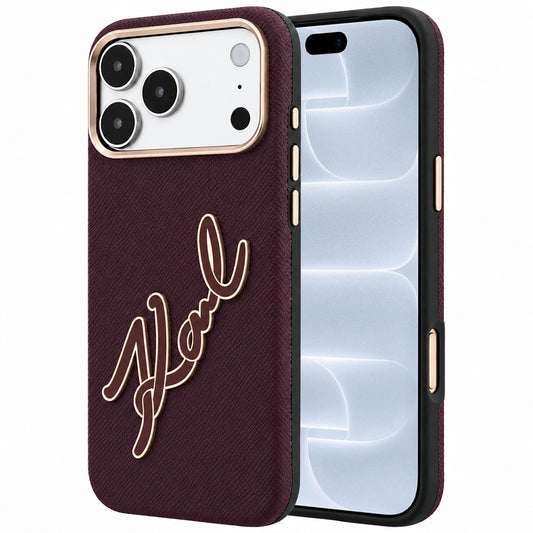 Case for Apple iPhone 18 Pro / 17 Pro, Karl Lagerfeld, Smooth Big Resin Signature Logo, Burgundy