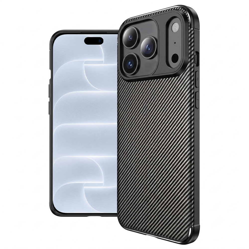 Funda para Apple iPhone 18 Pro / 17 Pro, Techsuit, CarbonFiber, negra