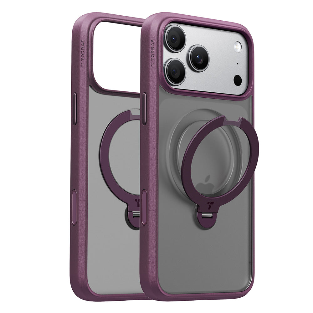 Funda MagSafe para Apple iPhone 18 Pro / 17 Pro, Torras, Ostand Spin, Morado