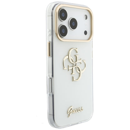 Funda para Apple iPhone 18 Pro, Guess, IML 4G Metal Script, Blanca