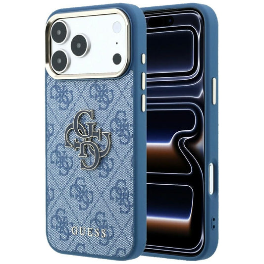 Funda para Apple iPhone 18 Pro Max / 17 Pro Max, Guess, Logo Grande 4G de Resina, Azul