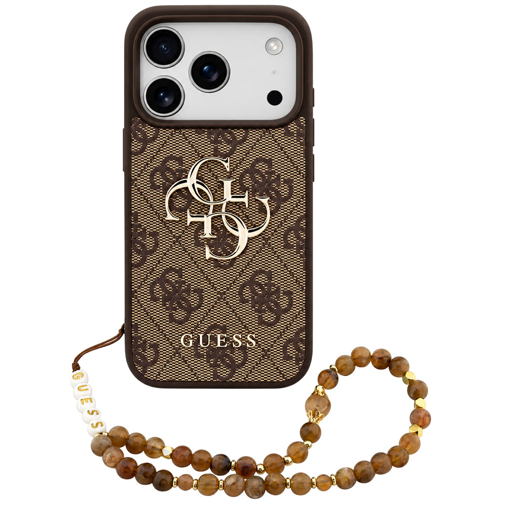 Funda para Apple iPhone 18 Pro Max / 17 Pro Max, Guess, 4G Classic Logo con Correa, Marrón