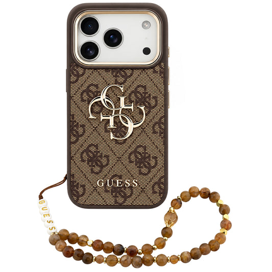 Funda para Apple iPhone 18 Pro Max / 17 Pro Max, Guess, 4G Classic Logo con Correa, Marrón Dorado