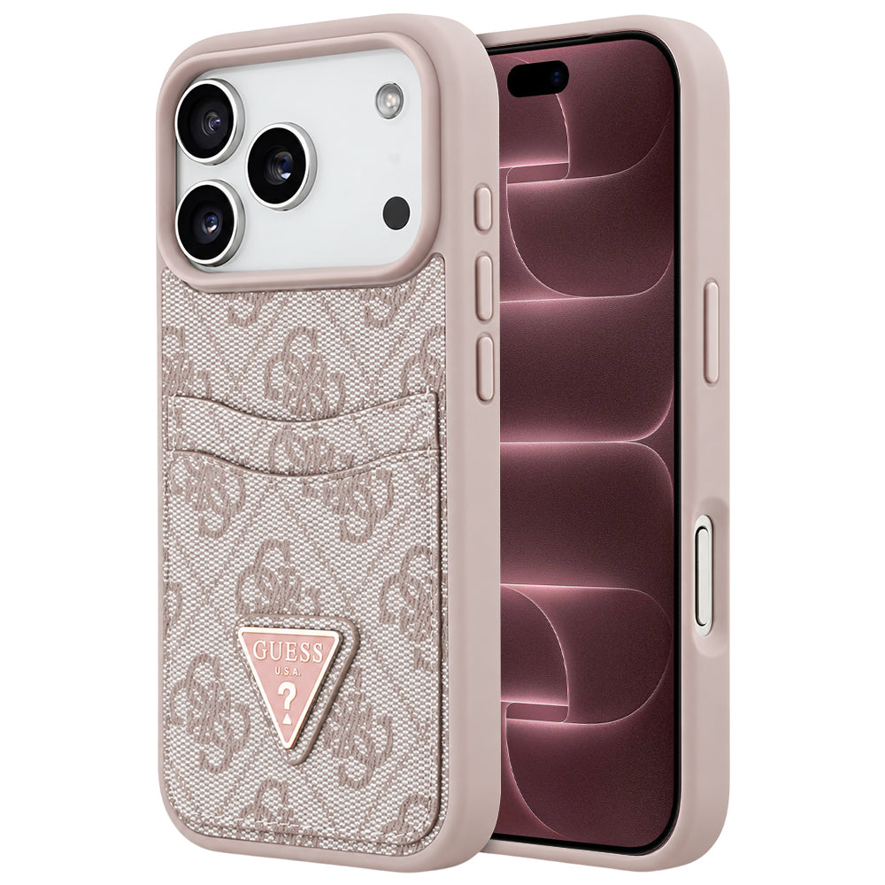 Funda para Apple iPhone 18 Pro Max / 17 Pro Max, Guess, 4G Double Card Triangle, rosa