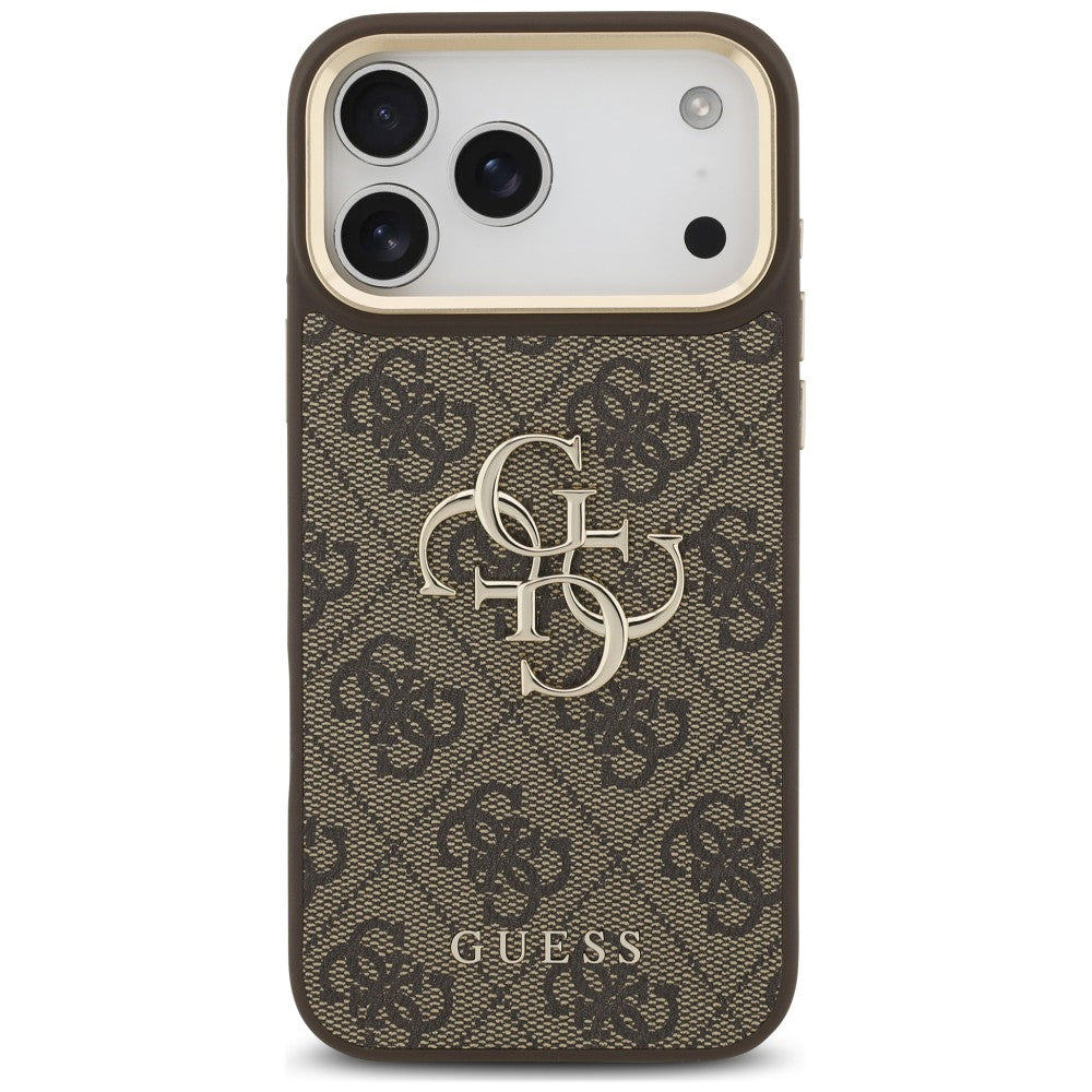 Funda para Apple iPhone 18 Pro Max / 17 Pro Max, Guess, Big 4G Classic Logo & Big Strap Metal Buttons, marrón